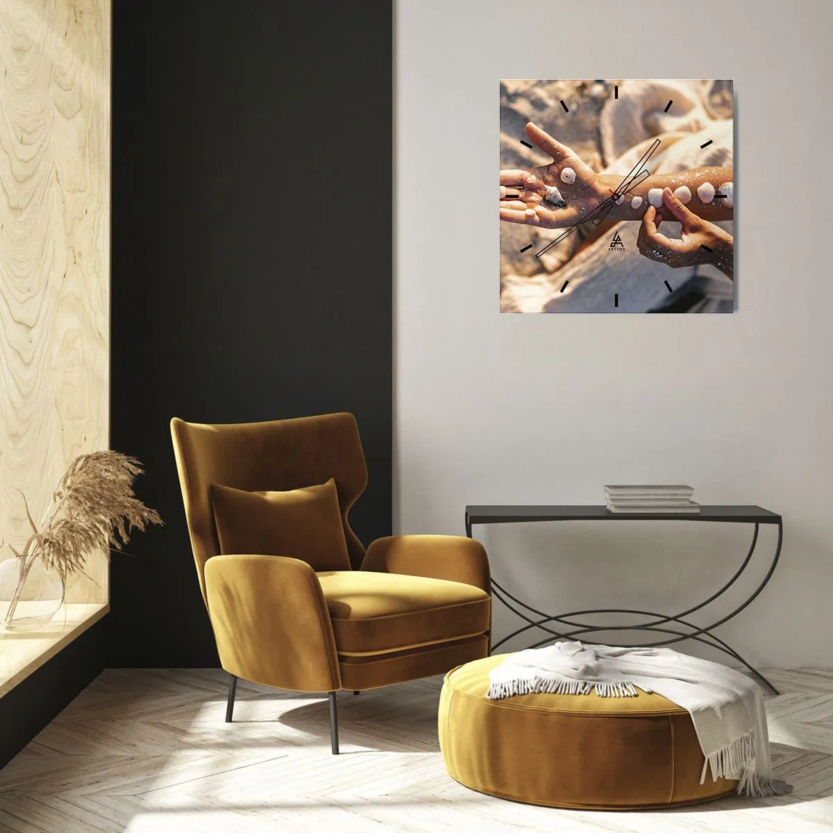 Ceas de perete - Ceas pe sticlă - Frumusețe la îndemână - 30x30 cm