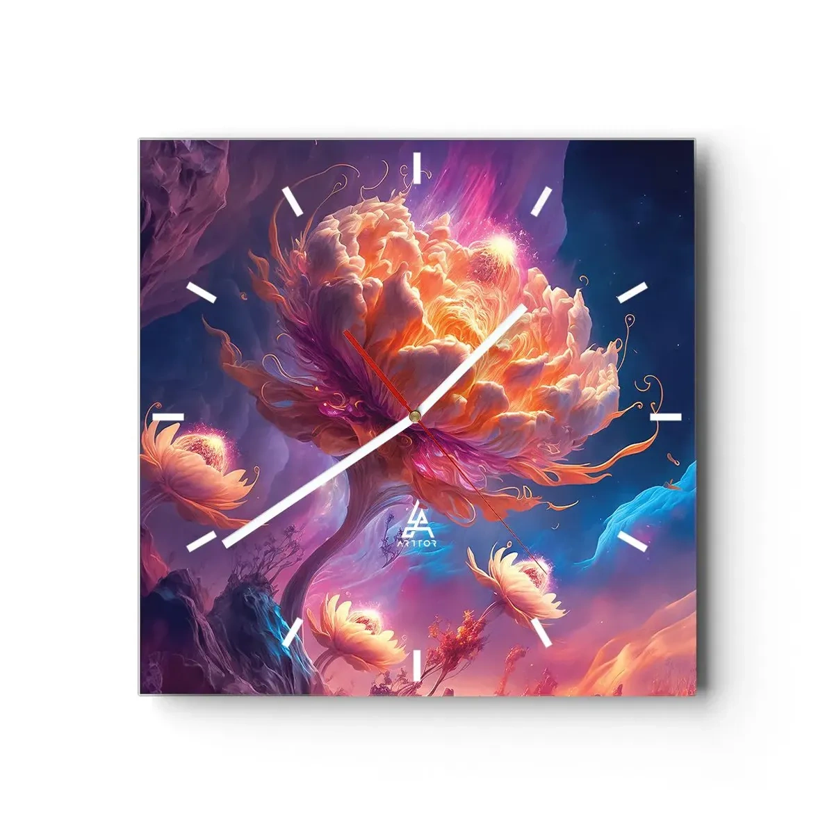 Ceas de perete - Ceas pe sticlă - O altă lume - 40x40 cm