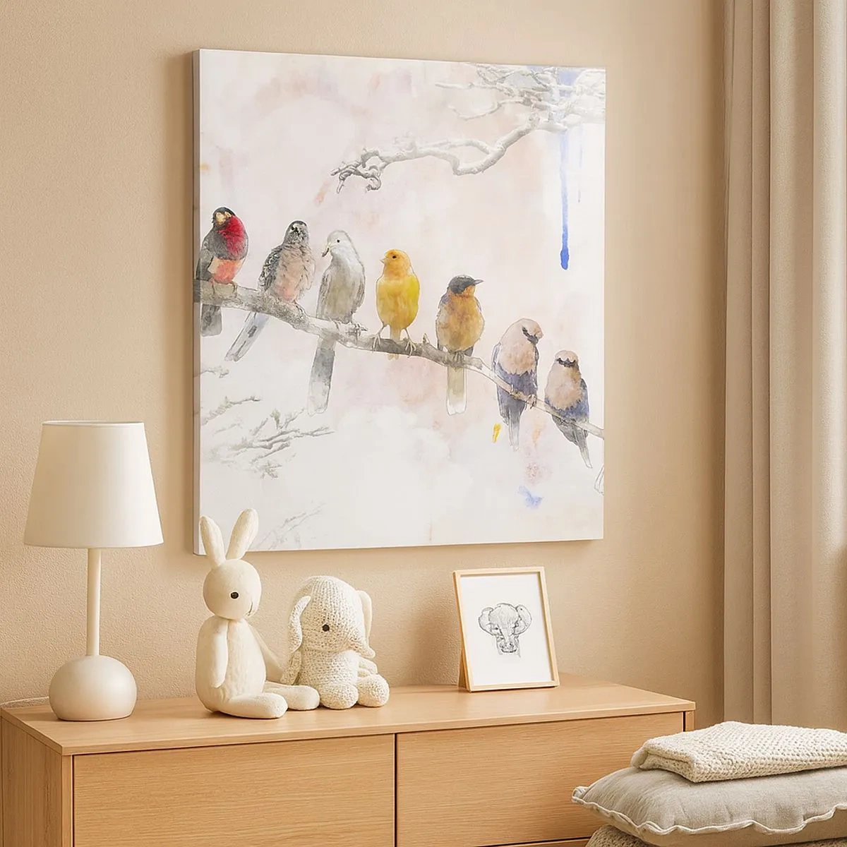 Tablou pe pânză - Întâlnire înaripată - 30x30 cm