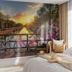 Tapet Standard Eco - Dimineața de primăvară în Amsterdam - Oraș, Amsterdam, Arhitectură - 500x350 cm