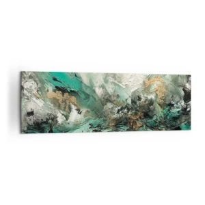 Tablou pe pânză - Fierbere negru-smarald - 160x50 cm