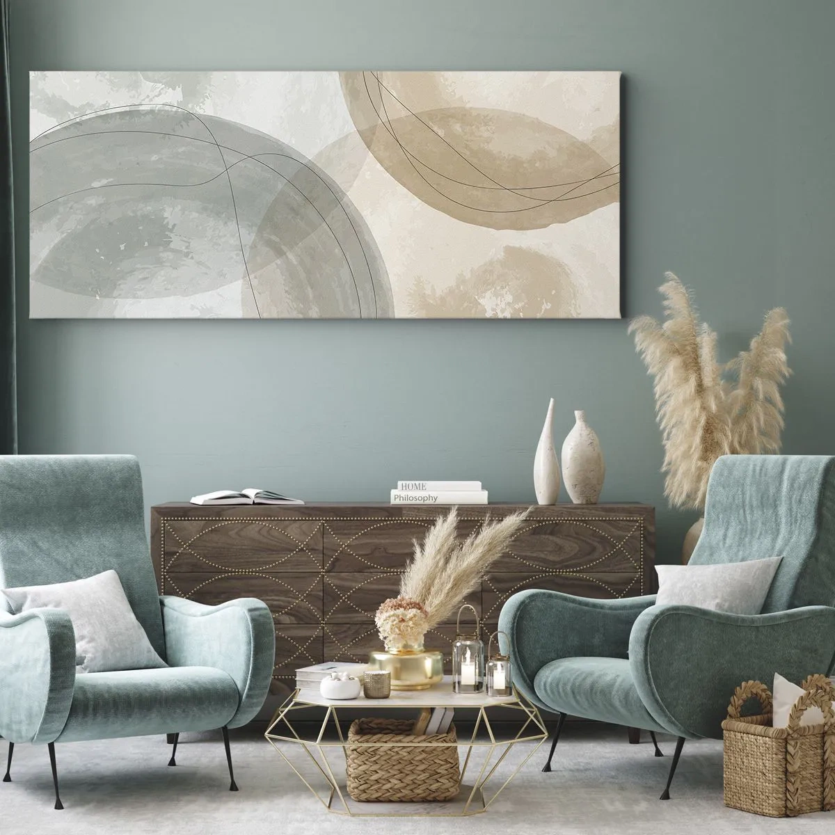 Tablou pe pânză - Întrepătrunderea lumilor - 160x50 cm