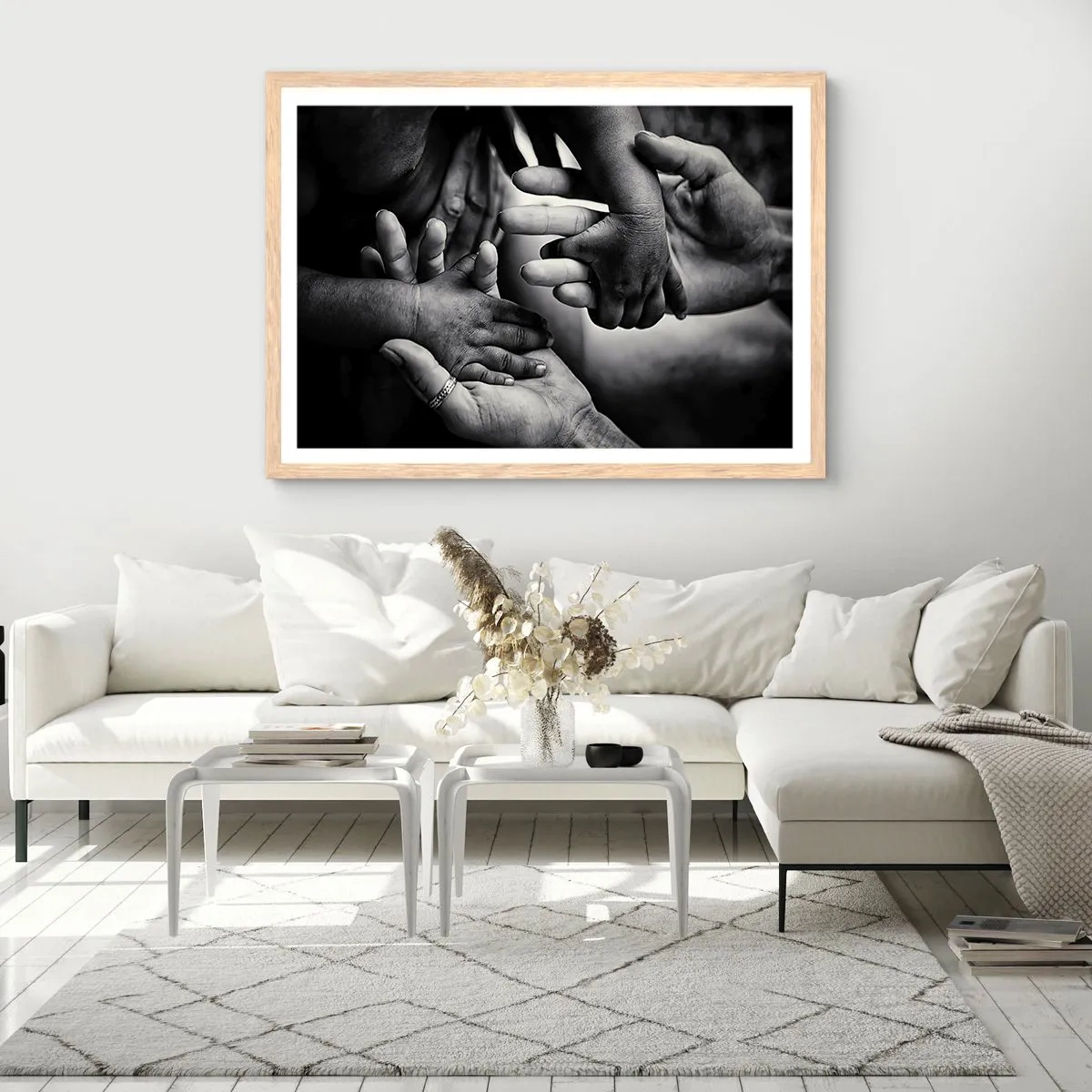 Poster în ramă de stejar deschis - A fi om - 50x40 cm