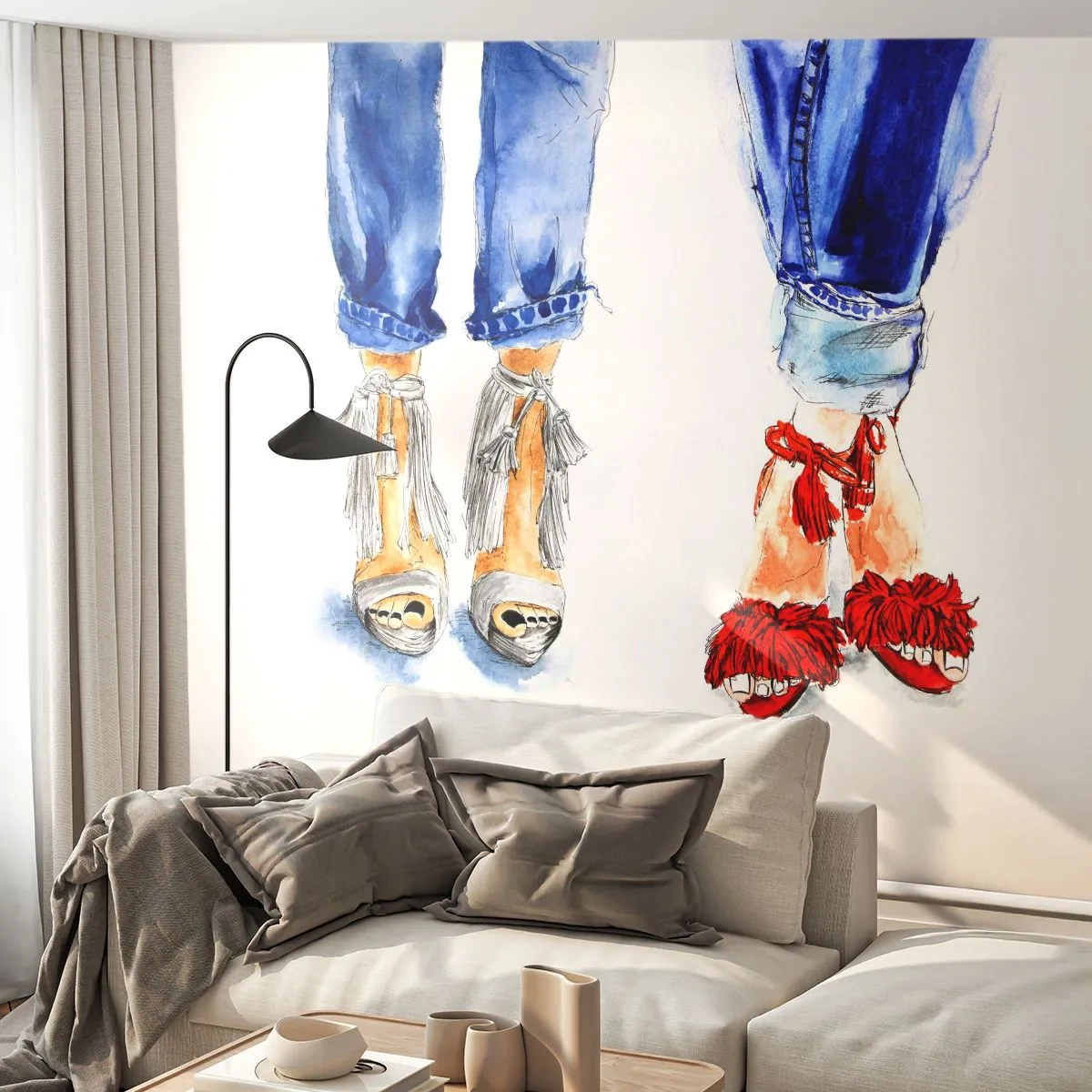 Tapet Premium Canvas - De ce nu mergem la o plimbare? - Femeie, Modă, Încălţăminte - 250x175 cm