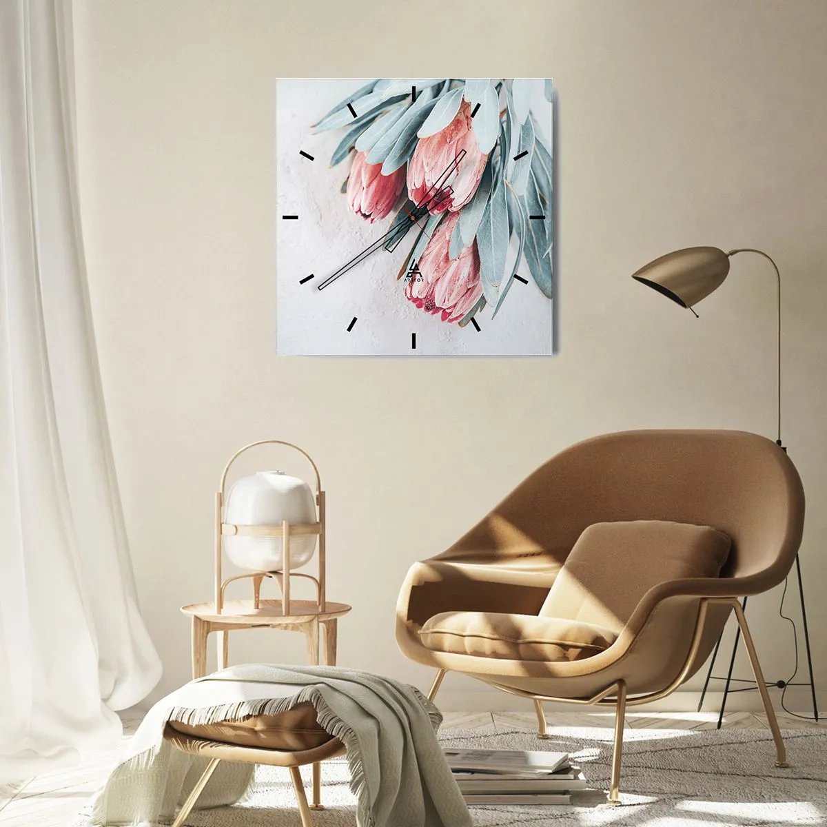 Ceas de perete - Ceas pe sticlă - Rușinate de propria lor frumusețe - 30x30 cm