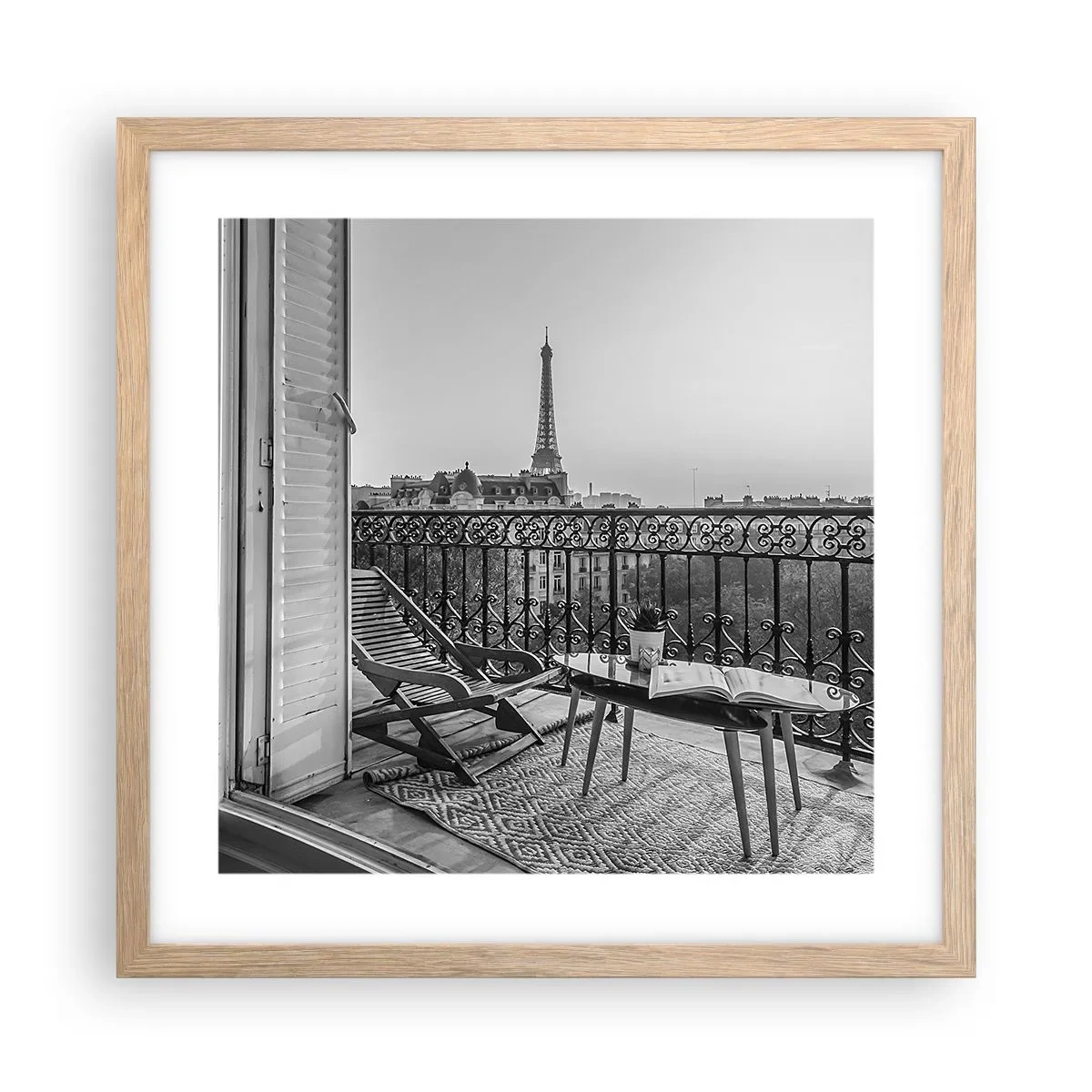 Poster în ramă de stejar deschis - După-amiază pariziană - 40x40 cm