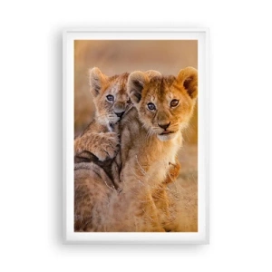 Poster în ramă albă - Nu deranjați! Ne distrăm - 61x91 cm