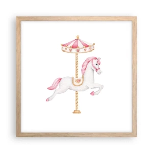 Poster în ramă de stejar deschis - A pornit la cursă - 40x40 cm