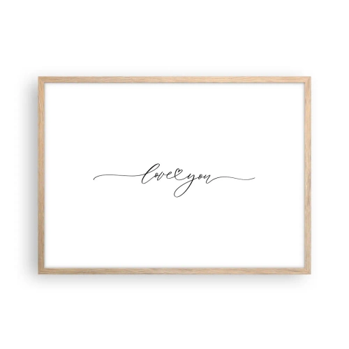 Poster în ramă de stejar deschis - Negru pe alb - 70x50 cm