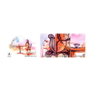 Mostră tapet autocolant Deluxe Sticker - Șic parizian - Paris, Femeie, turnul Eiffel - 100x30 cm