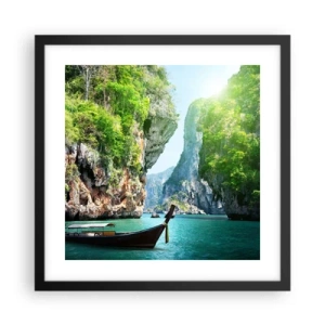 Poster în ramă neagră - Invitație la o călătorie exotică - 40x40 cm