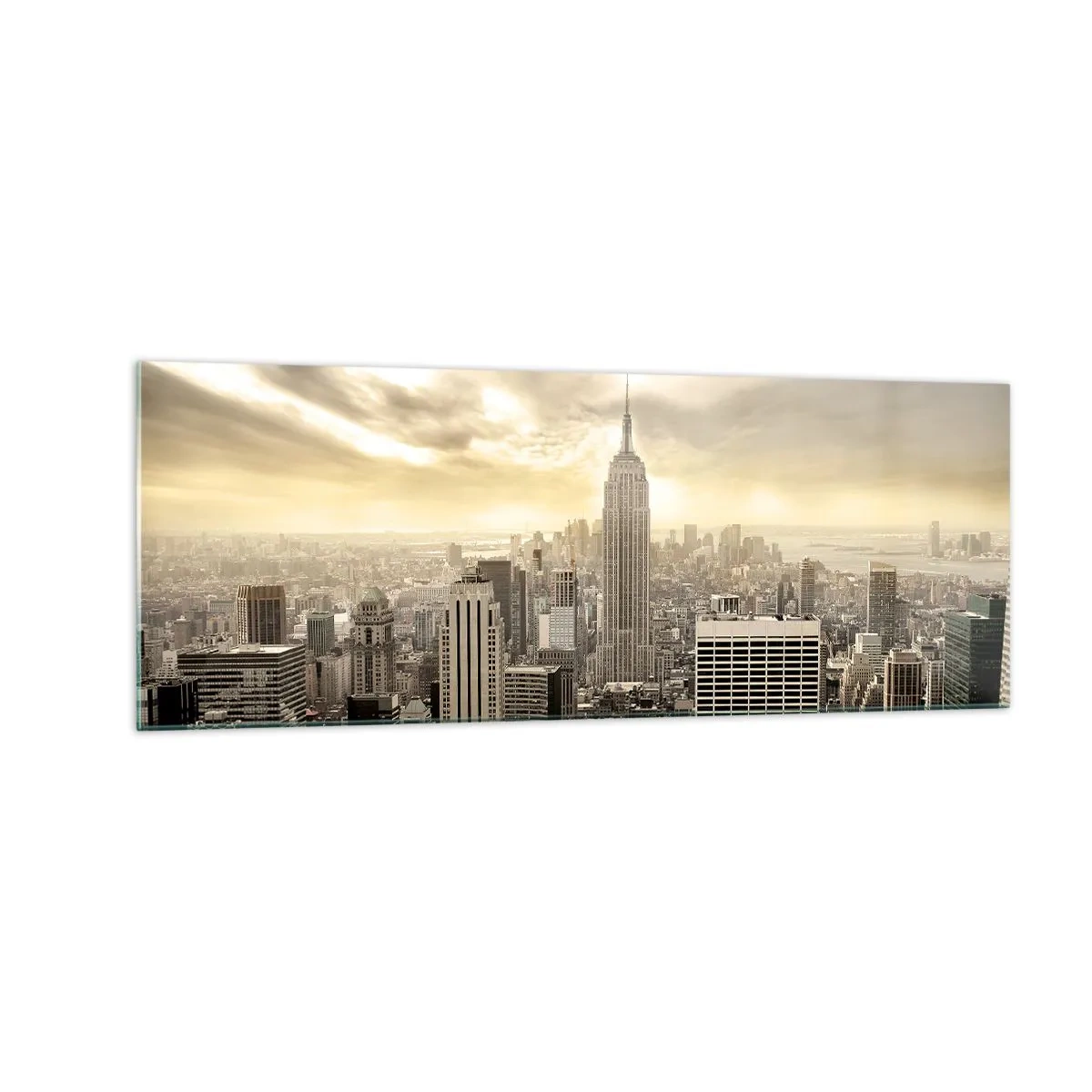 Tablou pe sticlă - New York țesut din gri - 140x50 cm