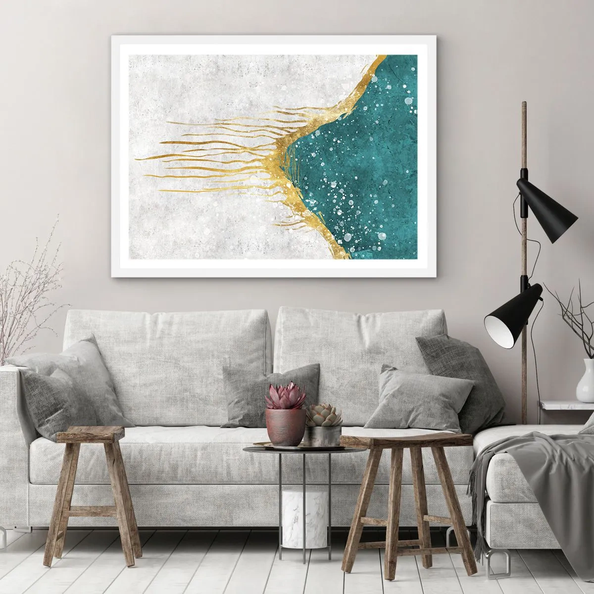 Poster în ramă albă - Mareea de aur - 50x40 cm