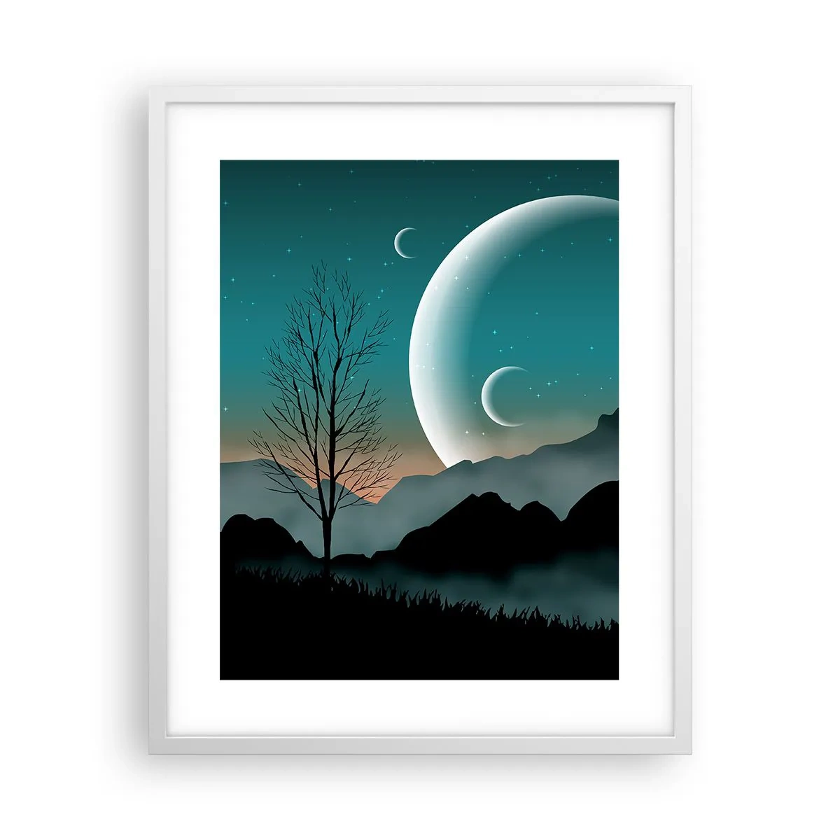 Poster în ramă albă - Carnavalul unei nopți înstelate - 40x50 cm