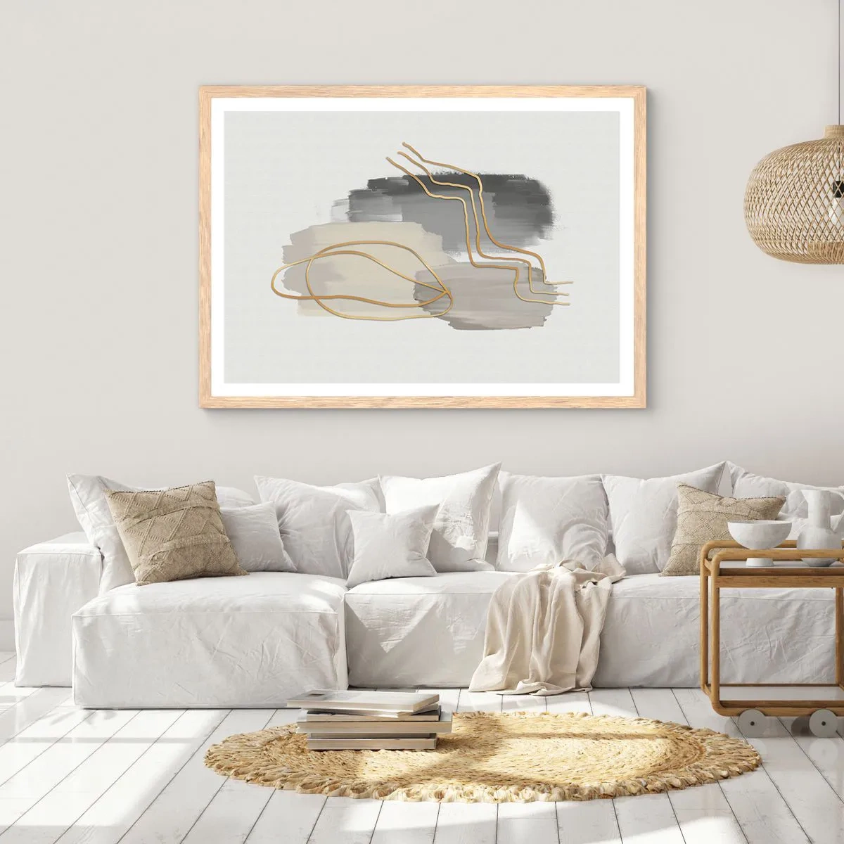 Poster în ramă de stejar deschis - Persistență și mișcare - 40x30 cm