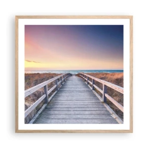 Poster în ramă de stejar deschis - Aurora baltică de seară - 60x60 cm