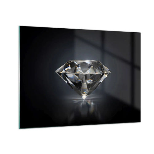 Tablou pe sticlă - Un diamant strălucitor pe un fundal întunecat într-un aranjament elegant - 70x50cm - Best girls friend - Decorațiune modernă pentru perete pentru living și dormitor ARTTOR
