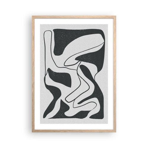 Poster în ramă de stejar deschis - Distracție abstractă în labirint - 50x70 cm