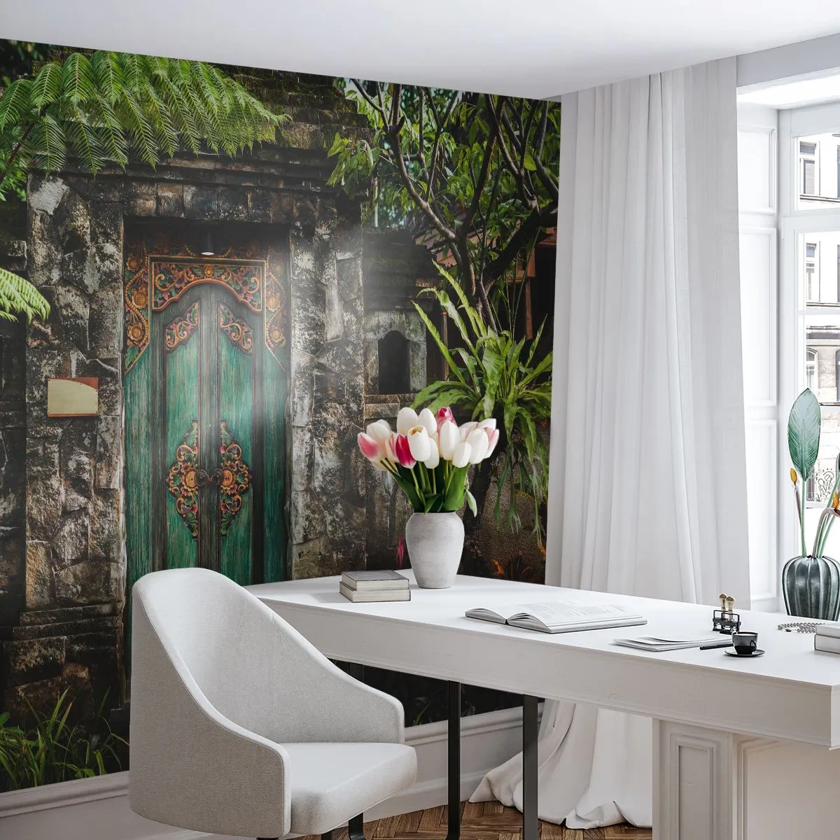 Tapet Standard Eco - O ușă către o lume exotică - Ușă Cu Ornament, Arhitectură, Mister - 500x350 cm