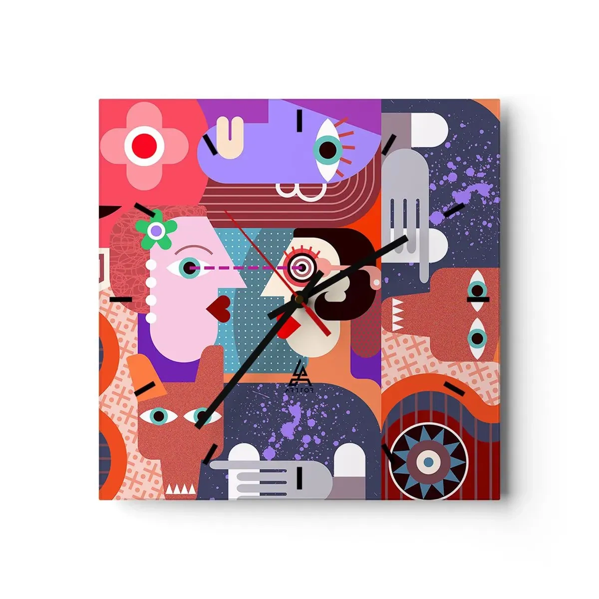 Ceas de perete - Ceas pe sticlă - Ochi în ochi - 30x30 cm