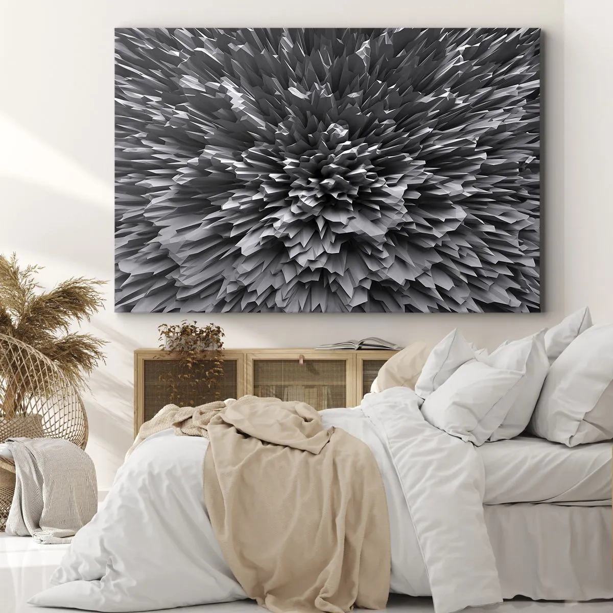Tablou pe pânză Canvas - Structură abstractă în nuanțe de gri - 70x50cm - Mai ascuțit nu se poate - Decorațiune modernă pentru perete pentru living și dormitor ARTTOR