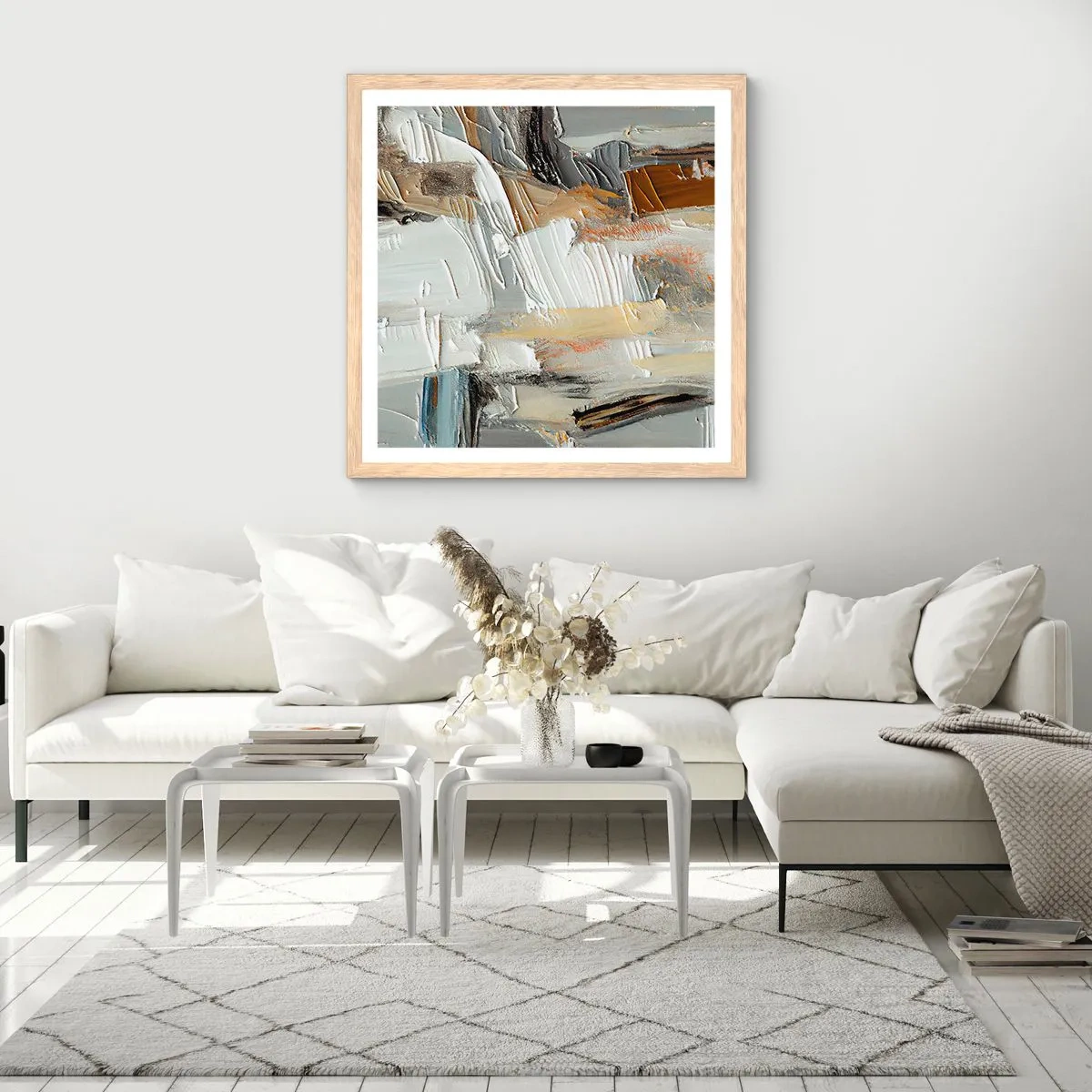 Poster în ramă de stejar deschis - Stratificare colorată - 40x40 cm