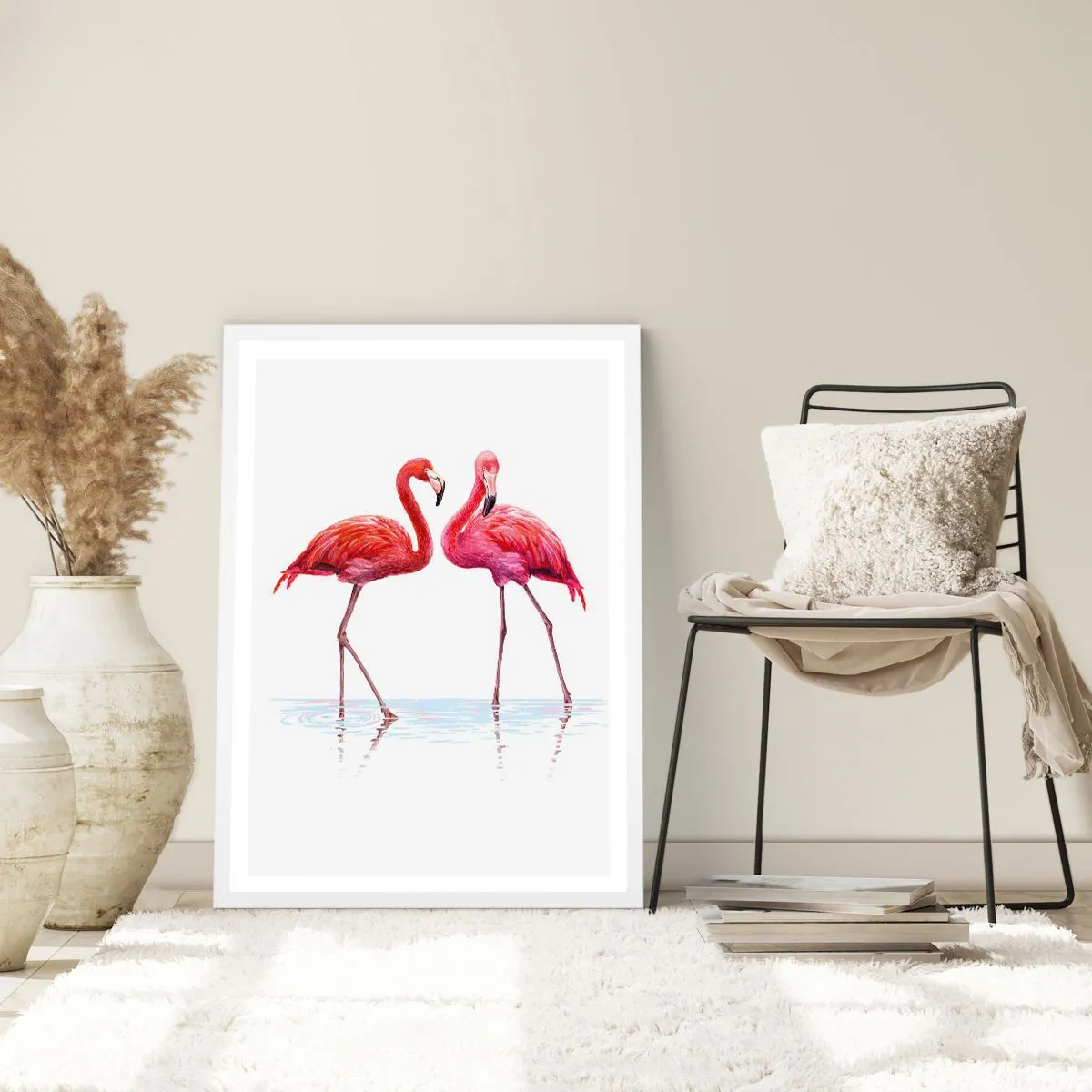 Poster în ramă albă - Pink randez-vous - 70x100 cm
