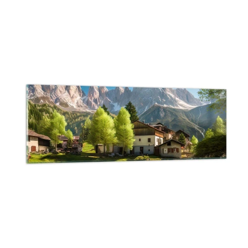 Tablou pe sticlă - Idilă alpină - 90x30 cm