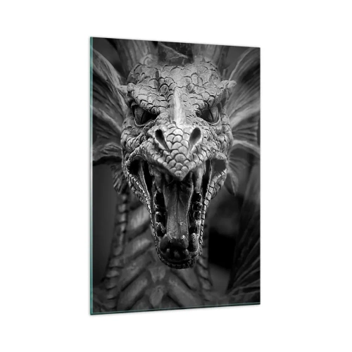 Tablou pe sticlă - Dragon de basm în gri - 80x120 cm