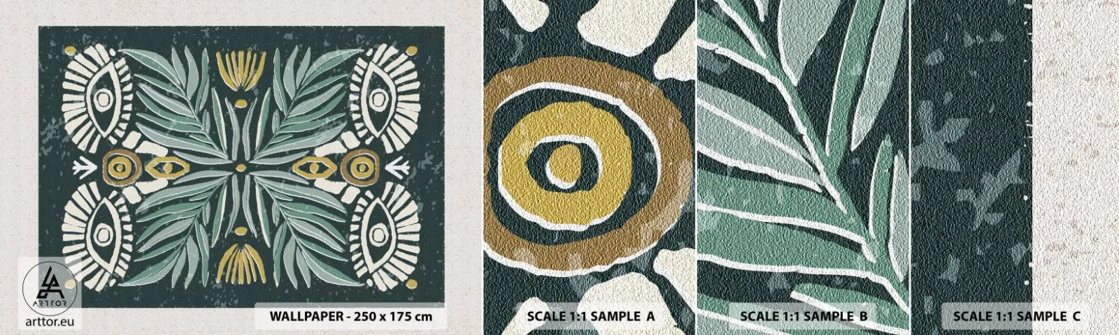 Mostră tapet autocolant Deluxe Sticker - Ca un decupaj folcloric - Boho, Model, Botanică - 100x30 cm