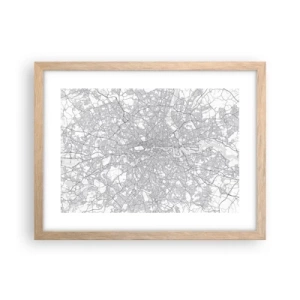 Poster în ramă de stejar deschis - Harta labirintului din Londra - 40x30 cm