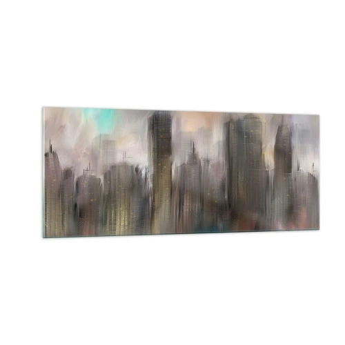 Tablou pe sticlă - O compoziție de oțel, piatră și ceață - 100x40 cm