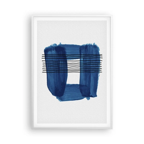 Poster în ramă albă - Compoziție albastru-negru - 70x100 cm