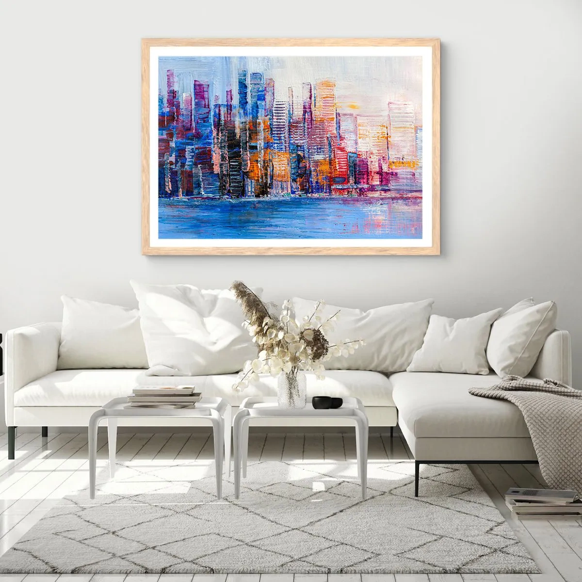 Poster în ramă de stejar deschis - O metropolă veselă - 40x30 cm