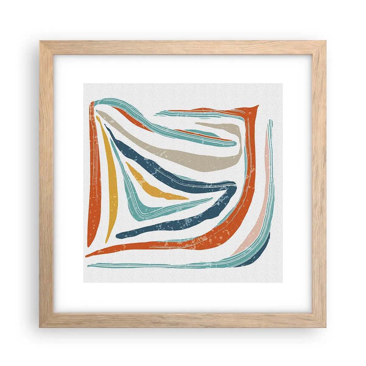 Poster în ramă de stejar deschis - Abstracție prietenoasă și zâmbitoare - 30x30 cm