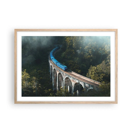 Poster în ramă de stejar deschis - Cu trenul spre natură - 70x50 cm