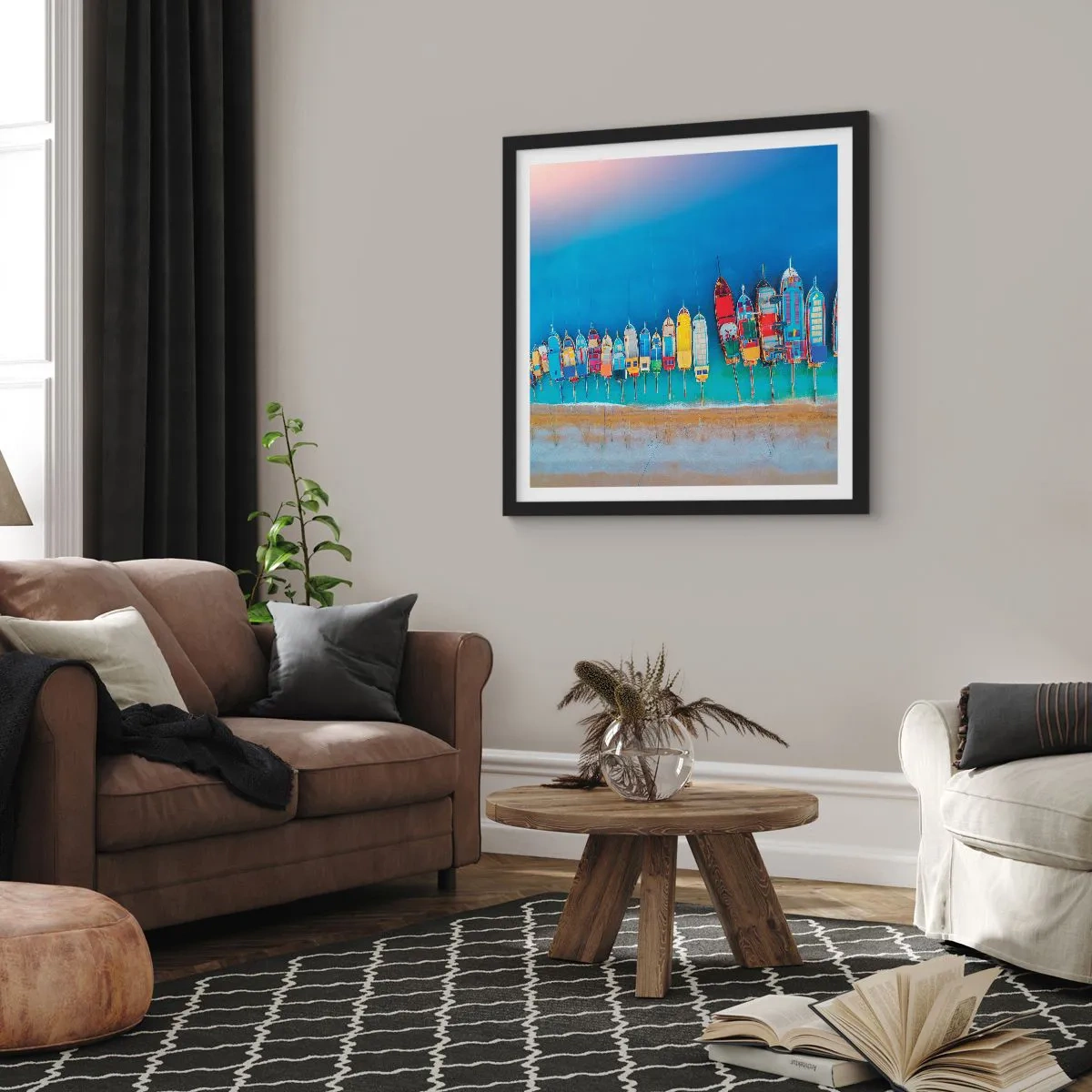 Poster în ramă neagră - Din perspectiva unei păsări - 30x30 cm