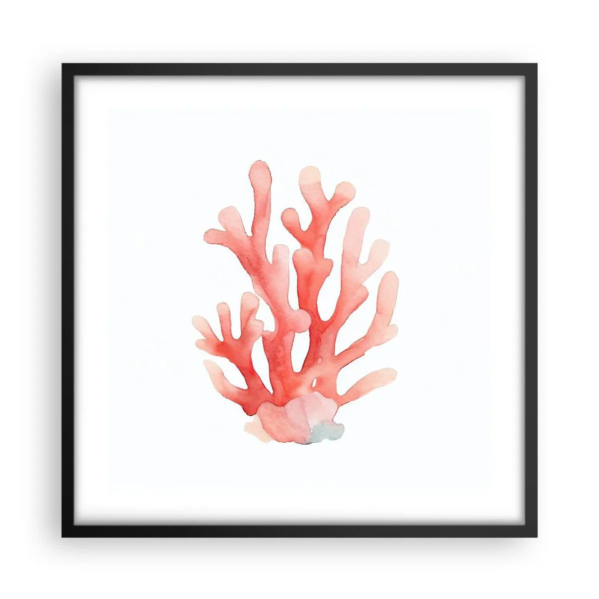 Poster în ramă neagră - Culoare de coral - 50x50 cm