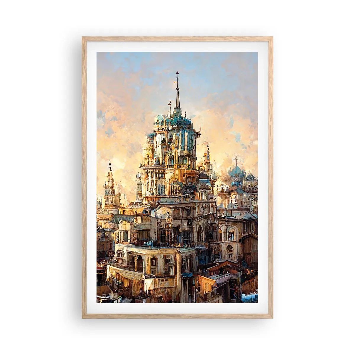 Poster în ramă de stejar deschis - Orașul tuturor orașelor - 61x91 cm