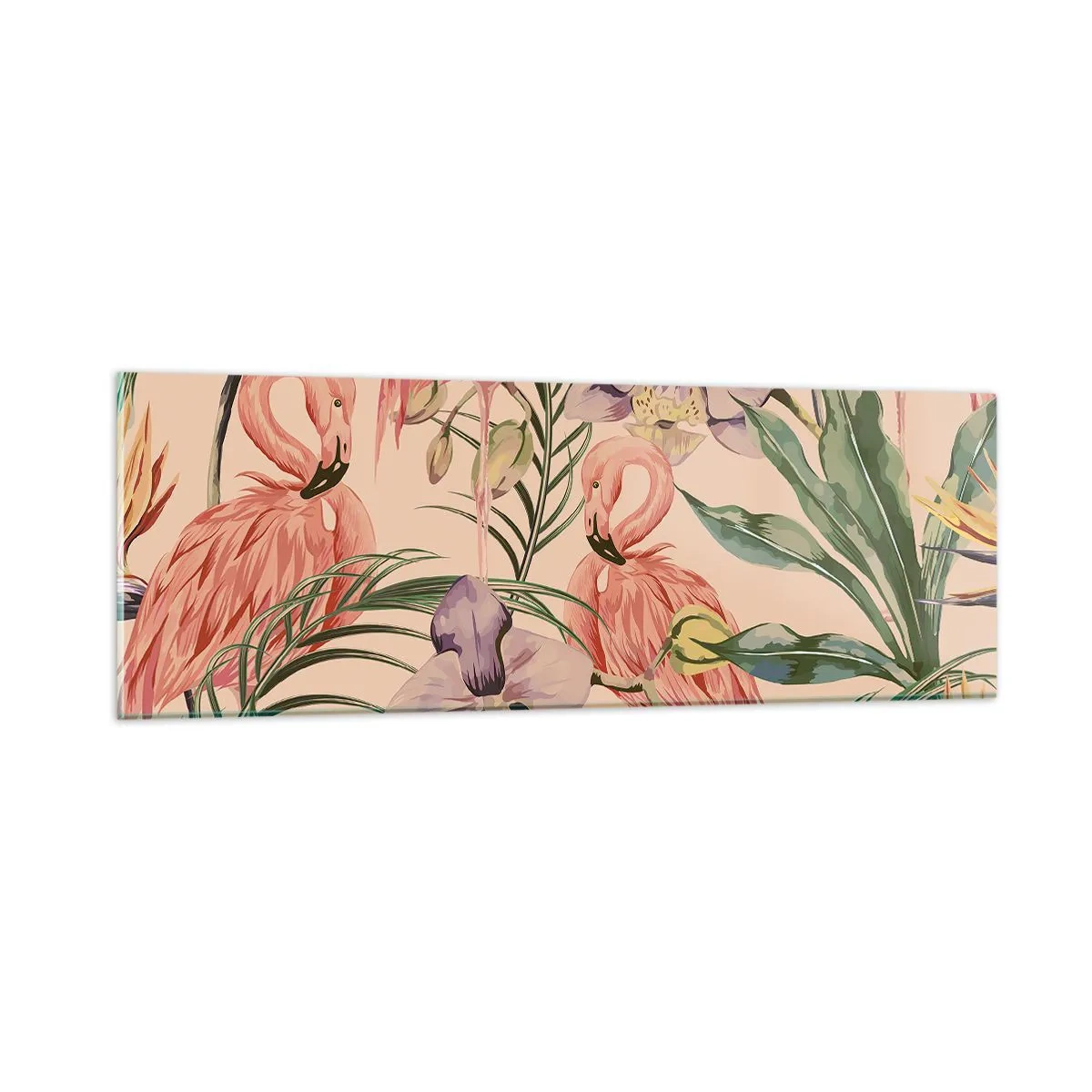 Tablou pe sticlă - Balet floral roz - 90x30 cm