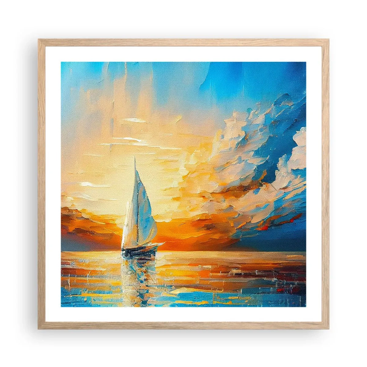 Poster în ramă de stejar deschis - Navigare prin aur - 60x60 cm