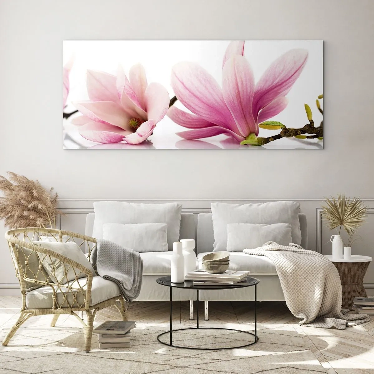 Tablou pe sticlă - Delicate ca o adiere de primăvară - 90x30 cm