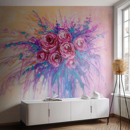 Tapet Autoadeziv Deluxe Sticker - Fântână de trandafiri - Flori, Buchet de flori, Trandafir - 250x175 cm