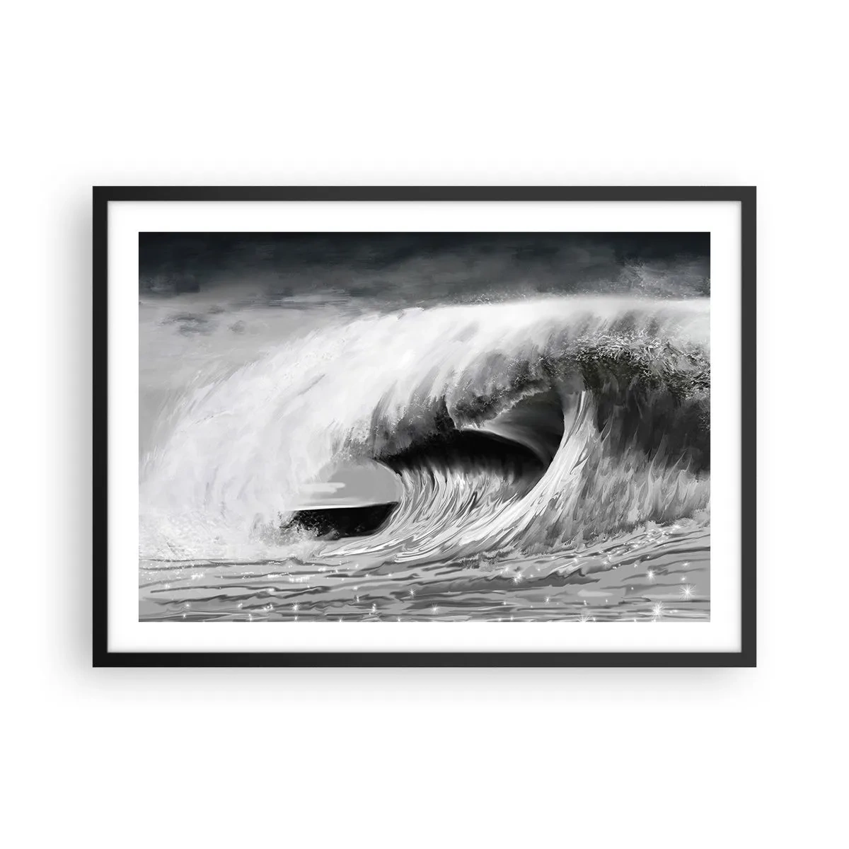 Poster în ramă neagră - Mânia oceanului - 70x50 cm