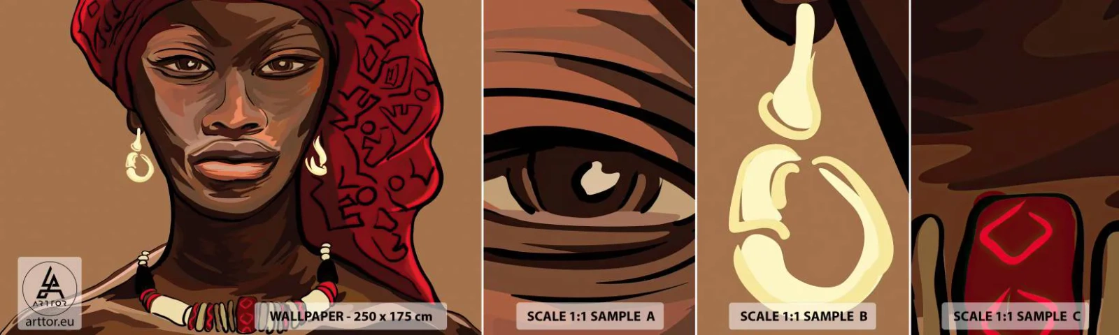 Mostră de Tapet Standard Eco - Venus din abanos - Femeie, Africa, Cultură - 100x30 cm