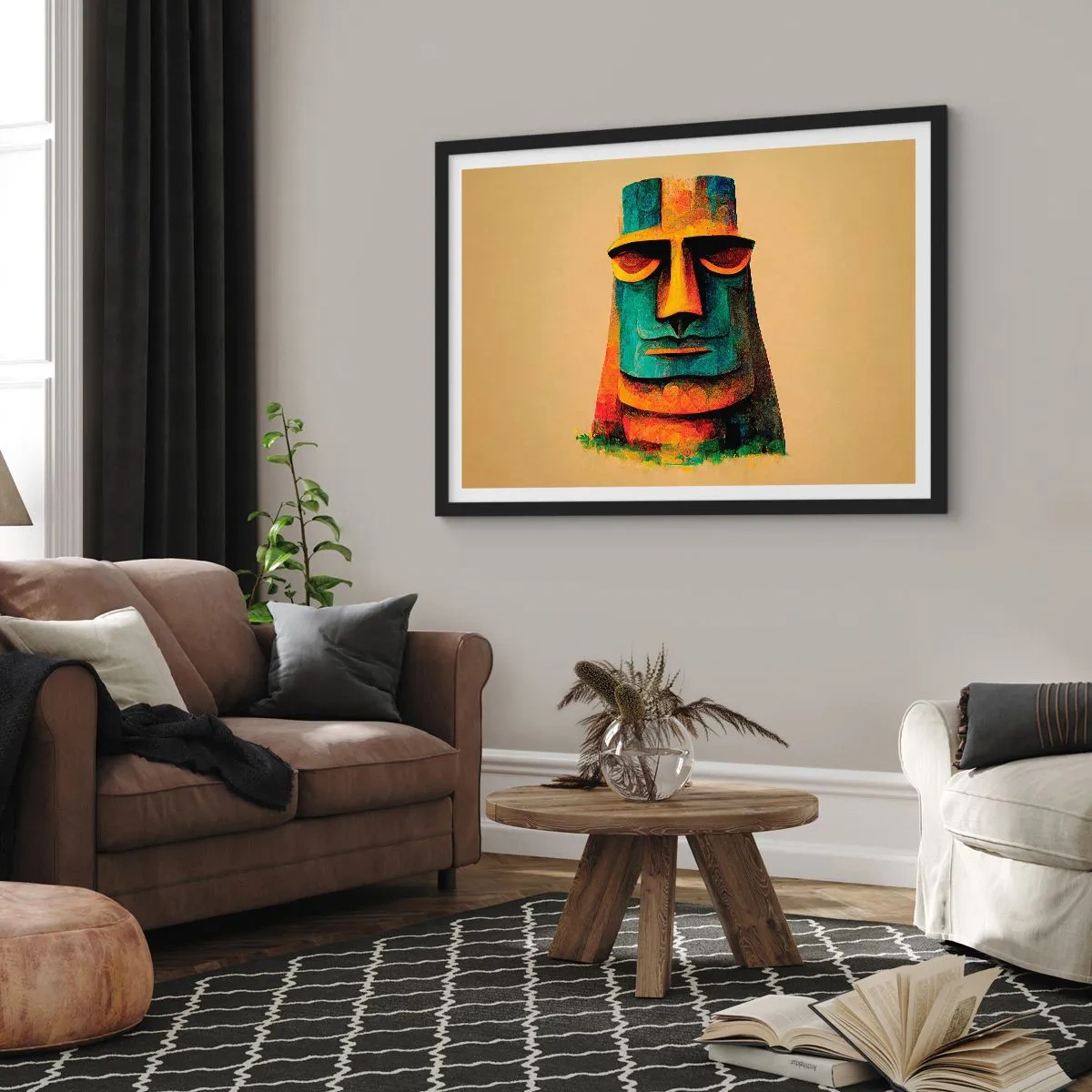 Poster în ramă neagră - Statuie, dar simpatică - 70x50 cm