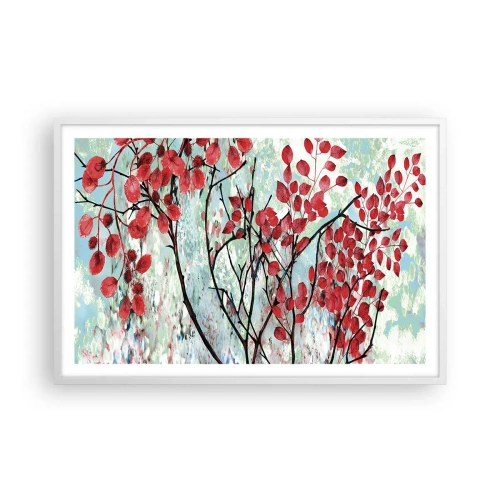 Poster în ramă albă - Arbore în stacojiu - 91x61 cm