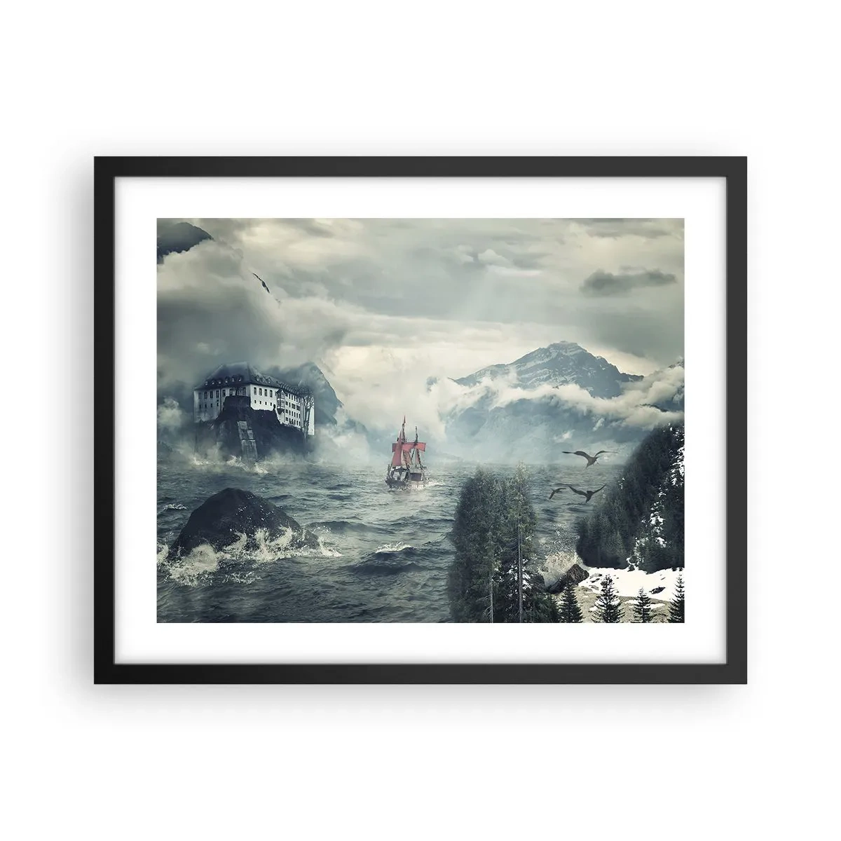 Poster în ramă neagră - Pe ape magice - 50x40 cm