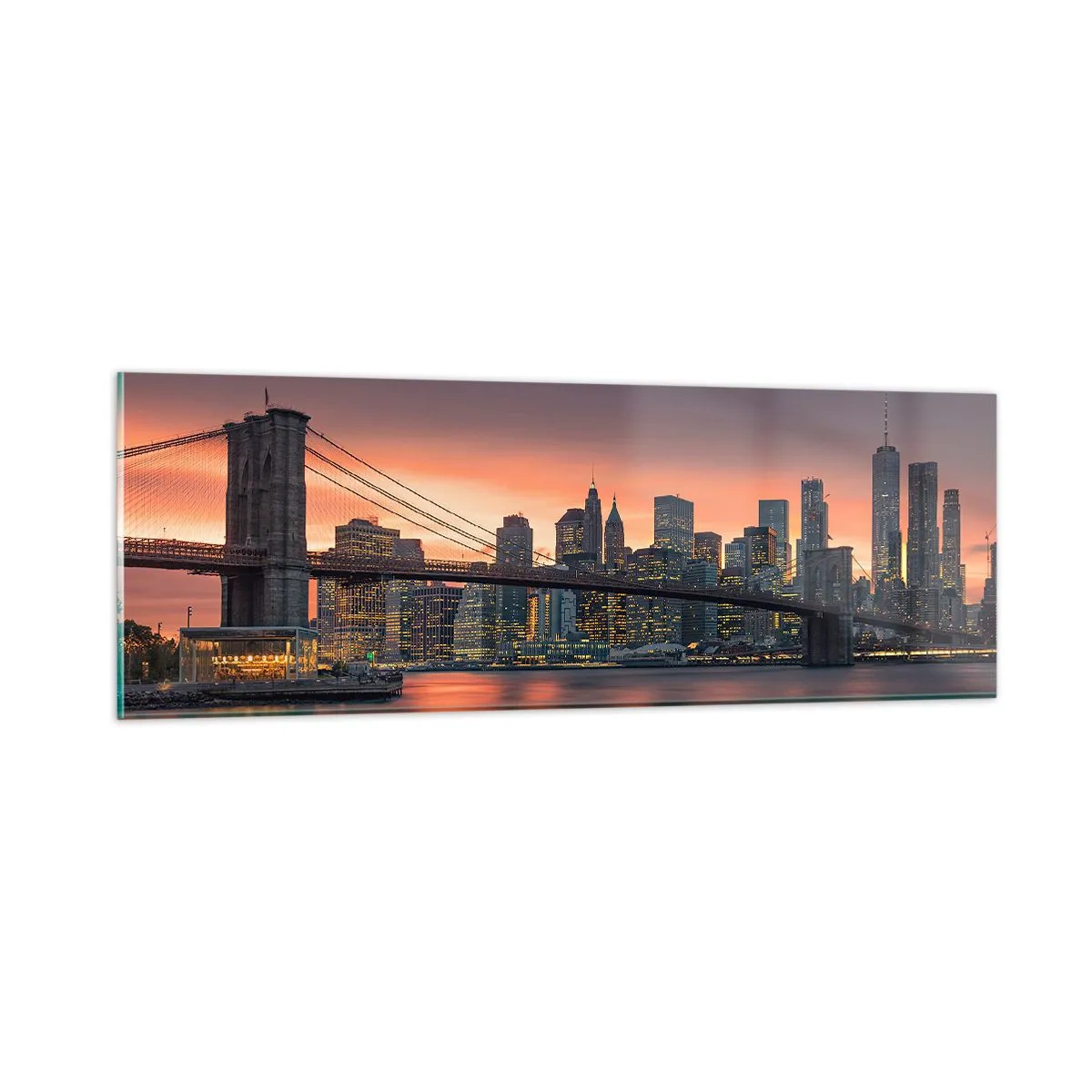 Tablou pe sticlă - Scufundate în tăcerea liliachie - 90x30 cm