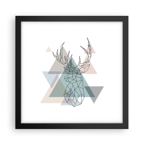 Poster în ramă neagră - Într-o pădure geometrică - 30x30 cm
